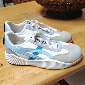 DeFlorence Stylish White,Gray, Peach and Blue Sneakers